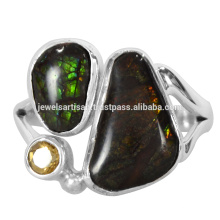 Ammolite Hermoso Y Piedra Preciosa 925 Joyería De Diamante De Plata De Ley